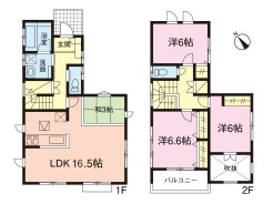 参考プラン図：92.74平米（28.00坪）3LDK+和室コーナー+吹抜け・カースペース１台
参考価格：2,073.5万円（税込）
※付帯設備費用、外構費等含む