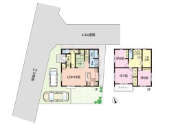 ■建物面積／96.05平米（29.00坪）
３ＬＤＫ＋畳コーナー＋下屋収納庫

豊富な収納スペースをご用意、家族が集まるＬＤＫには、ちょっと横になれる畳コーナーをご用意しました。
南側の一部が隣地駐輪場で陽当り良好♪
